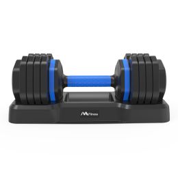 Adjustable Dumbbell - 55lb Single Dumbbell with Anti-Slip Handle, Fast Adjust Weight by Turning Handle with Tray, Exercise Fitness Dumbbell Suitable f