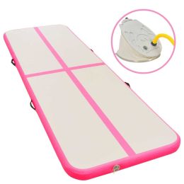 Inflatable Gymnastics Mat with Pump 275.6"x39.4"x3.9" PVC Pink