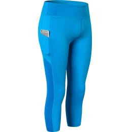 Women High Waist Yoga Leggings Gym Pants (Color: Blue, size: M)