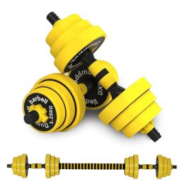 Adjustable Dumbbell Barbell Weight Pair; Free Weight; Multifunction; Home (Color: Yellow_I01ZJH200604561C)