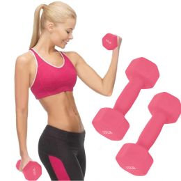 A Pair Dumbbell Barbell Neoprene Coated Weights 6/8/10/12/15 Pound Pink (Color: Pink_I01CZY200820301E)