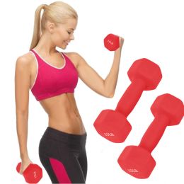 A Pair Dumbbell Barbell Neoprene Coated Weights 6/8/10/12/15 Pound Red (Color: Red_I01CZY200819301E)