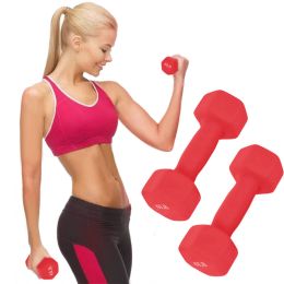 A Pair Dumbbell Barbell Neoprene Coated Weights 6/8/10/12/15 Pound Red (Color: Red)