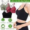 3Packs Women Cross Back Sport Bras Padded Strappy Medium Support Bras