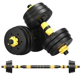 Home Indoor Cardio Gym Adjustable Weights Dumbbells Set (Color: Black & Yellow)