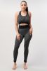 2 Piece Outfits for Women - Seamless Ribbed Yoga Outfits Sports Bra and Leggings Set