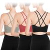 3Packs Women Cross Back Sport Bras Padded Strappy Medium Support Bras